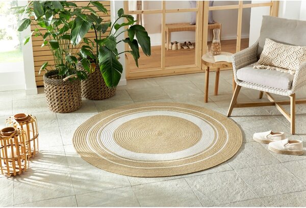 Okrogla zunanja preproga v naravni barvi ø 150 cm - NORTHRUGS