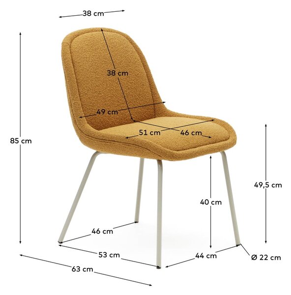 Gorčično rumeni jedilni stoli v kompletu 4 ks Aimin – Kave Home