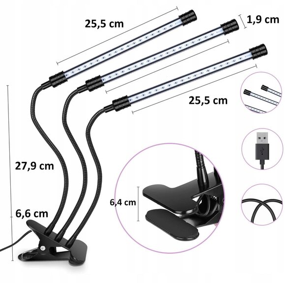60 LED UV svetilka za rast rastlin 30W - 3 načini delovanja