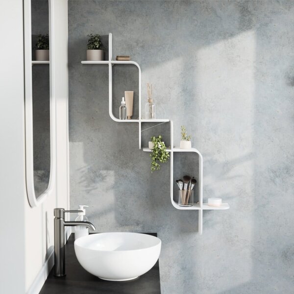 Bela večnivojska polica iz masivnega kavčukovca 62 cm Montage – Umbra