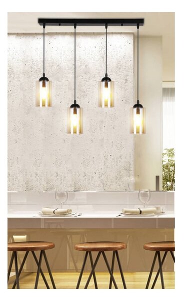 Črna viseča svetilka s steklenim senčnikom 10x65 cm Bistro - Candellux Lighting