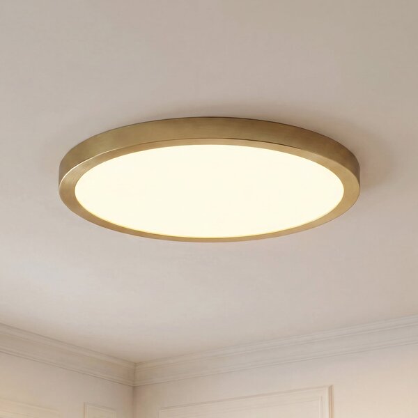 Lindby LED stropna svetilka Sorela, premer 40 cm, zlata, z možnostjo zatemnitve, zatemnjen, Zlata / medeninasta, Dnevna soba / jedilnica, Kovina, Sodobni