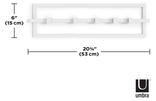 Beli kovinski stenski obešalnik Cubiko - Umbra