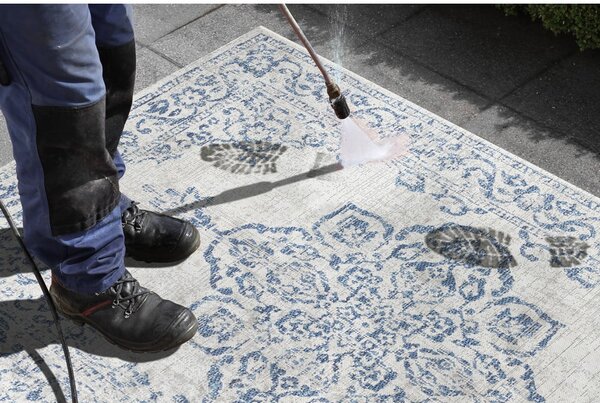 Modro-smetanova zunanja preproga NORTHRUGS Tilos, 120 x 170 cm