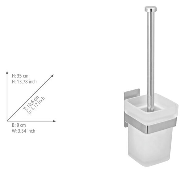 Steklena WC ščetka v sijajno srebrni barvi z namestitvijo brez vrtanja Genova – Wenko