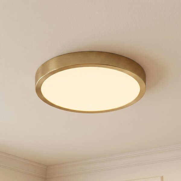 Lindby LED stropna svetilka Sorela, premer 24 cm, zlata, z možnostjo zatemnitve, zatemnjen, Zlata / medeninasta, Dnevna soba / jedilnica, Kovina, Sodobni