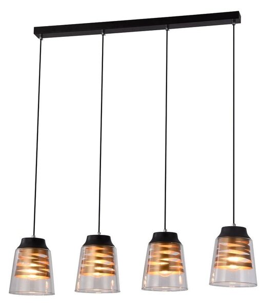 Črna viseča svetilka s steklenim senčnikom 15,5x84 cm Fresno - Candellux Lighting