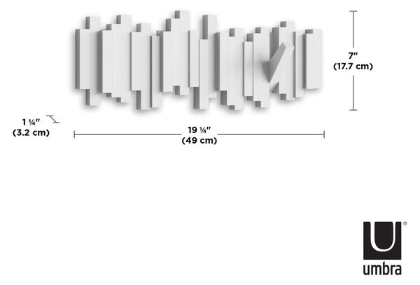 Bel plastični stenski obešalnik Sticks - Umbra