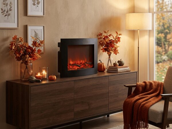LED dekoracija moderni kamin COZY WARM 40x50 cm, črn