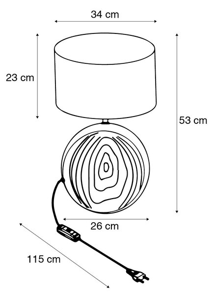 Namizna svetilka v stilu podeželja bež z rjavo barvo 53 cm - Djo