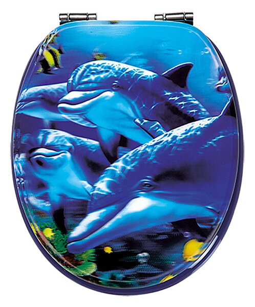 WC deska Poseidon Sea Life 3D (MDF, počasno spuščanje, snemljiva, modra)