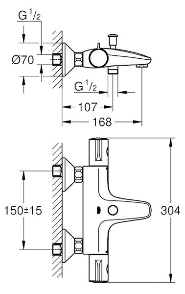 Termostatska armatura Grohe Grohtherm 800 (krom, sijaj)