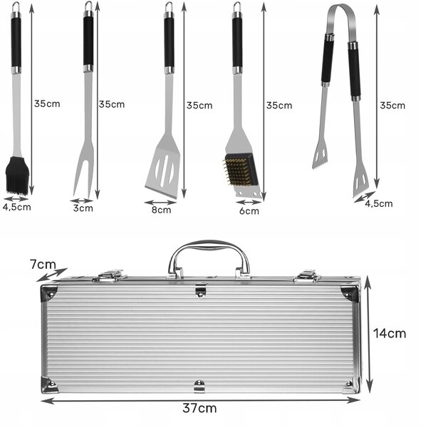 Set lopatk inox za peko na žaru + kovček