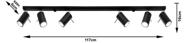 Črn stropni reflektor Sollux Etna 6L