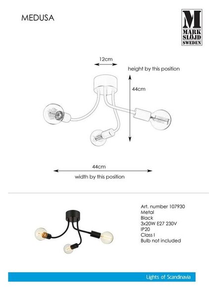 Črna stropna svetilka Markslöjd medua Ceiling 3L