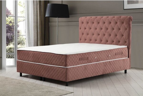 Rožnata boxspring postelja s prostorom za shranjevanje 140x200 cm Sonata – Kalune Design