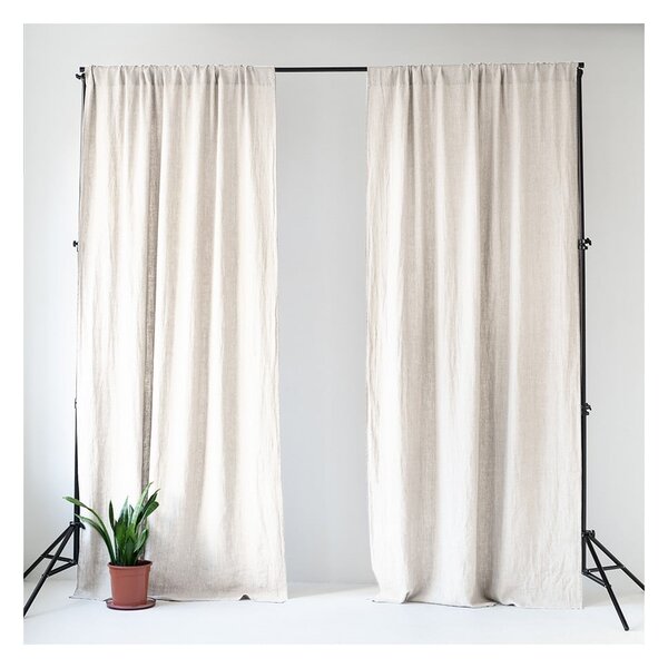 Kremno bela lanena zavesa Linen Tales Night Time, 250 x 140 cm