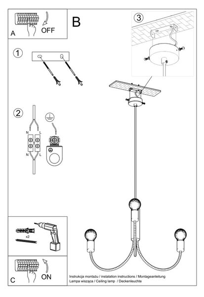 Črna viseča svetilka ø 45 cm Karim – Nice Lamps