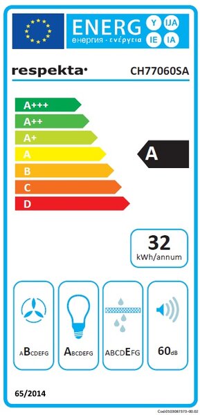 Kuhinjska napa Respekta CH 77060 S (60 cm, pretok zraka: 350 m³/h, črna/srebrna)