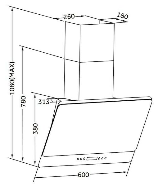 Kuhinjska napa Respekta CH 77060 S (60 cm, pretok zraka: 350 m³/h, črna/srebrna)