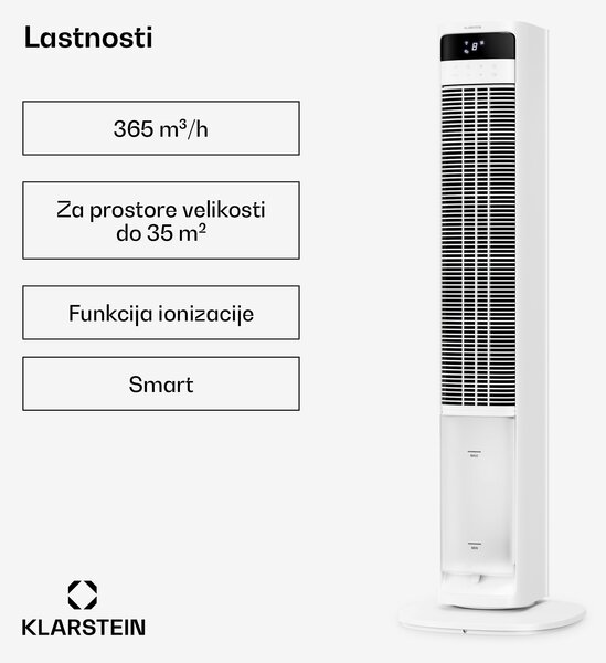 Klarstein Mistral inteligentni hladilec zraka z vodnim hlajenjem | 365 m³/h | 4 l | 35 m² | 3 načini | 36 W