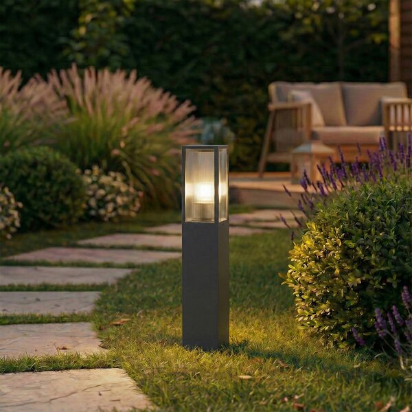 Lindby svetilka za pot Peldar, antracit/nagubana, 80 cm, zatemnjen, Črna, Aluminij, Sodobni
