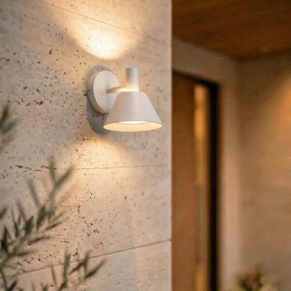 Lucande LED-stenna svetilka za zunanjo uporabo Tabena, bela mat, IP44, CCT, Bela, Aluminij, Sodobni