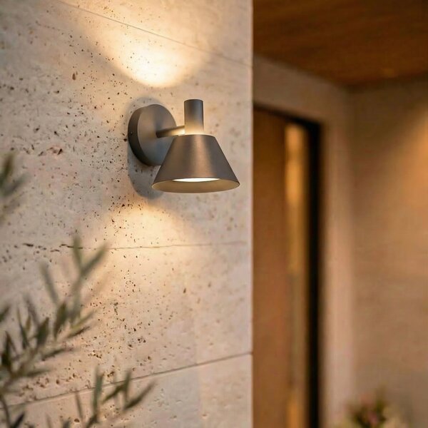 Lucande LED-stenna svetilka za zunanjo uporabo Tabena, mat črna, IP44, CCT, Črna, Aluminij, Sodobni