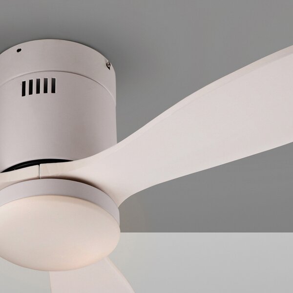 Schuller Valencia Stropni ventilator LED Siroco Mini, DC, tih, bel, CCT, zatemnjen, Bela, Dnevna soba / jedilnica, Les, Sodobni