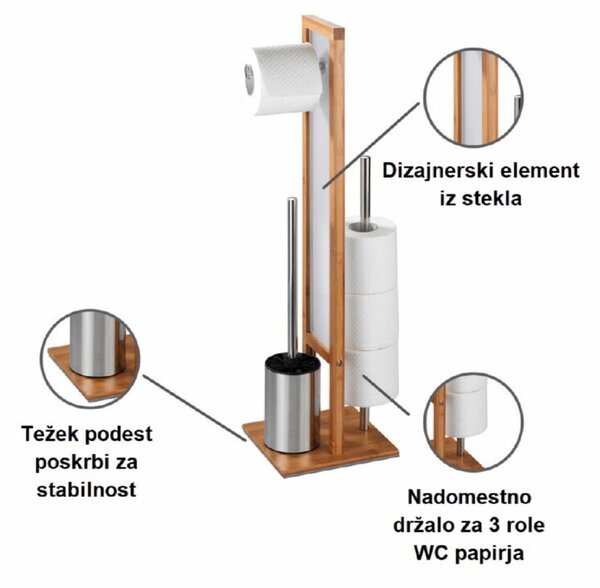 Stoječa WC garnitura Wenko Rivalta (bambus, višina 70 cm)