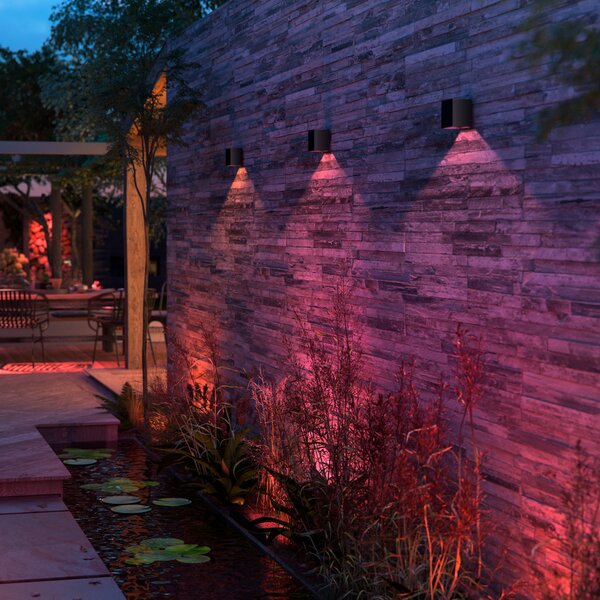 Philips Hue LED zunanja stenska svetilka Resonate, črna, RGBW, IP44, zatemnjen, Črna, Kovina, Sodobni