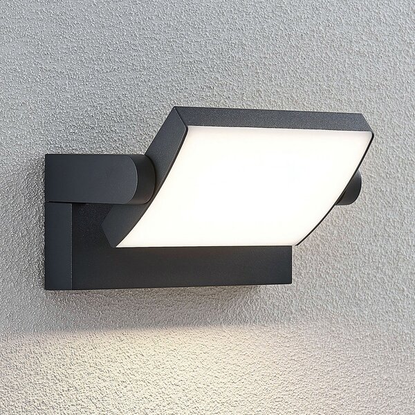 Lindby LED zunanje stensko svetilo Sherin, komplet 2, vrtljivo, Črna, Aluminij, Sodobni