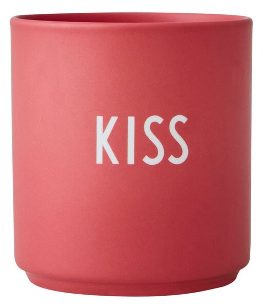 Rdeča porcelanasta skodelica Design Letters Kiss, 300 ml