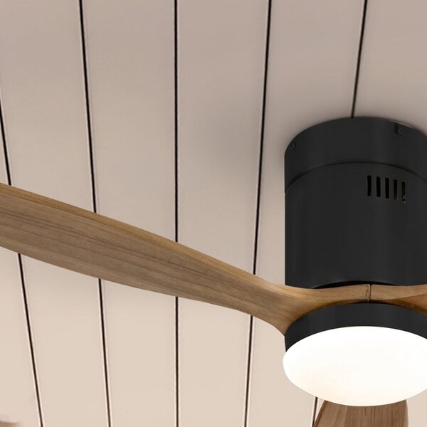 Schuller Valencia Stropni ventilator LED Siroco Mini, DC, tih, črna/oreh, zatemnjen, Les, Dnevna soba / jedilnica, Les, Sodobni