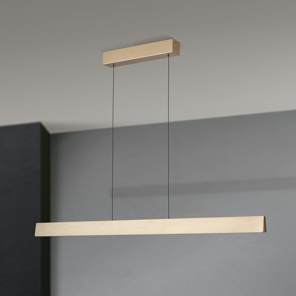 ORION LED viseča svetilka Tara, zlata barva, dolžina 120 cm, aluminij/jeklo, zatemnjen, Zlata / medeninasta, Dnevna soba / jedilnica, Kovina, Sodobni