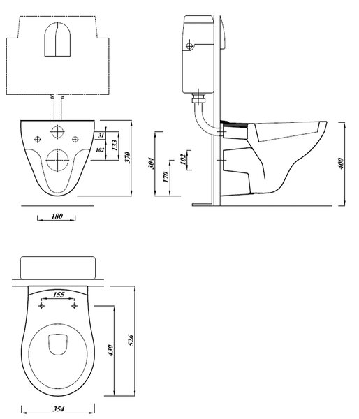 Stenska WC školjka Perth (z WC desko, keramika, bela)