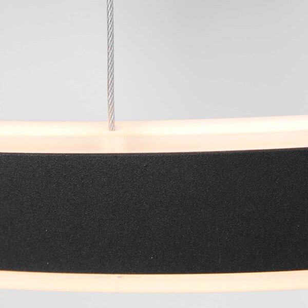Steinhauer LED viseča luč Ringlux Ø 60cm 2-light črna, zatemnjen, Črna, Dnevna soba / jedilnica, Kovina, Sodobni