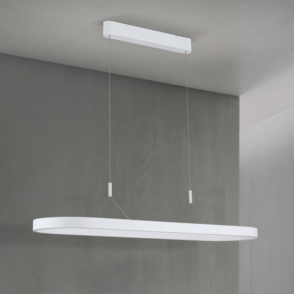 ORION Carrara LED viseča svetilka, bela, nastavljiva po višini, CCT, zatemnjen, Bela, Dnevna soba / jedilnica, Aluminij, Sodobni