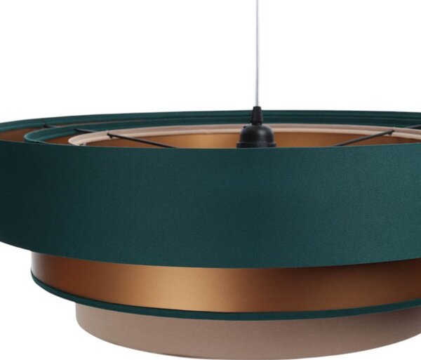 Maco Design Triniti viseča luč, zelena/bež/kovanec, Ø 60 cm, tekstil, zatemnjen, Zelena, Dnevna soba / jedilnica, Tkanine / tekstil