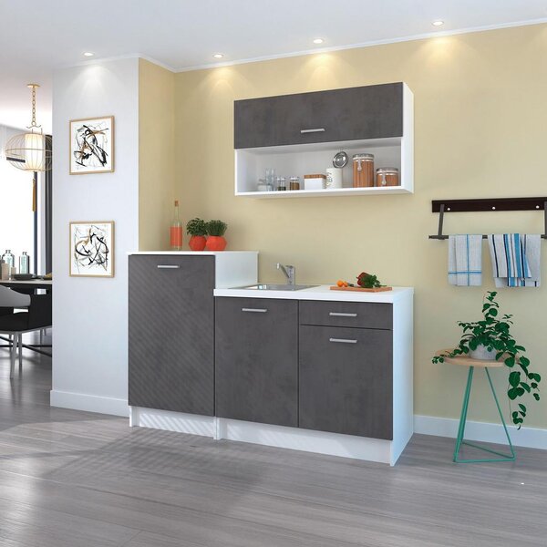 P & B Kuhinjski Blok Brez Aparatov Smart, Siva, Bela, 160cm