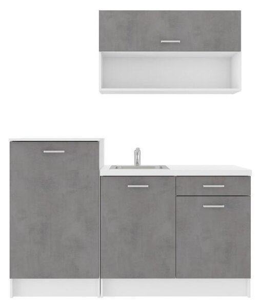 P & B Kuhinjski Blok Brez Aparatov Smart, Siva, Bela, 160cm