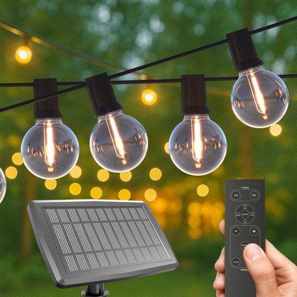 Calex Solar LED lučke Vista, dolžina 10 metrov, IP44, zatemnjen, Prozorna, Plastika