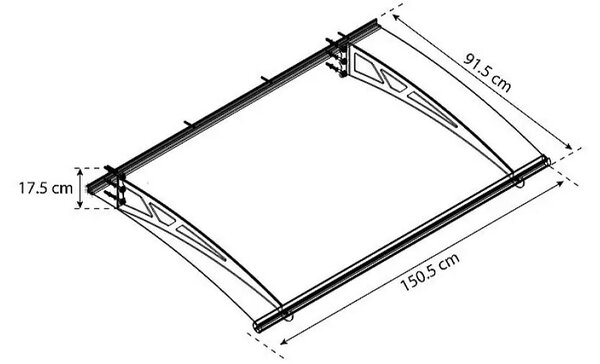 Nadstrešek Solid Elements Pavo (150,5 x 91,5 cm, antracitni nosilci)