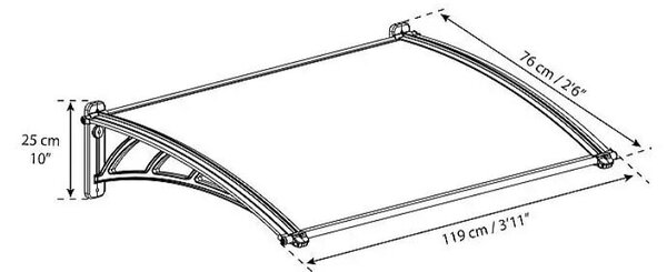 Nadstrešek Palram - Canopia Apus (119 x 79 cm, antracitni nosilci)