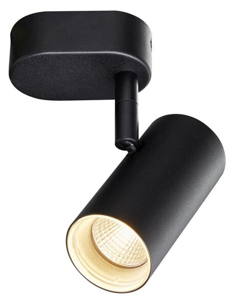 SLV LED stenski reflektor Noblo, 2.700 K, črn, 13 cm kovina, zatemnjen, Črna, Dnevna soba / jedilnica, Aluminij, Sodobni