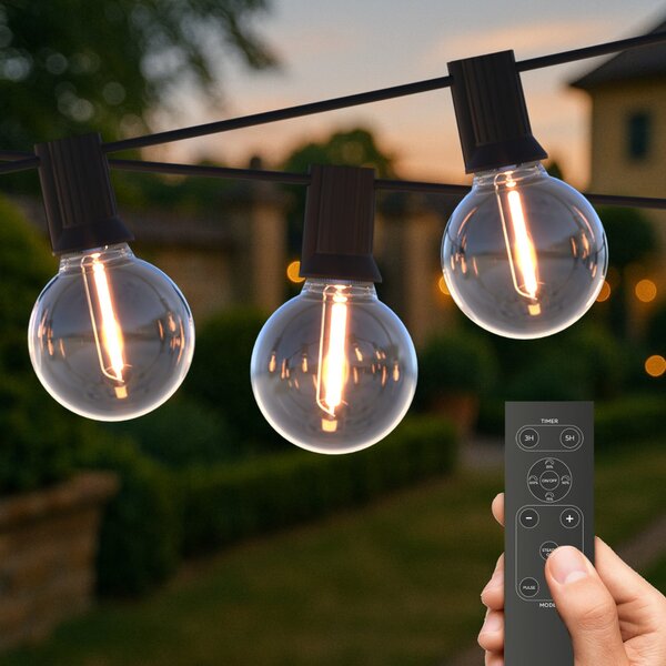 Calex Solar LED lučke Vista, dolžina 20 metrov, IP44, zatemnjen, Prozorna, Plastika