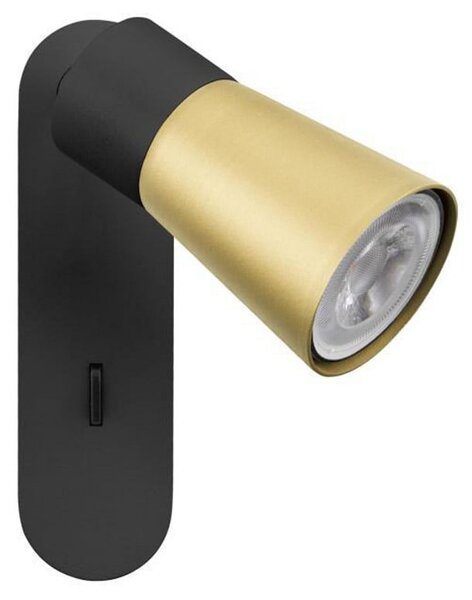 SLV stenska svetilka Puri 2.0 Cone, črna/zlata, 15 cm, zatemnjen, Črna, Dnevna soba / jedilnica, Aluminij, Sodobni