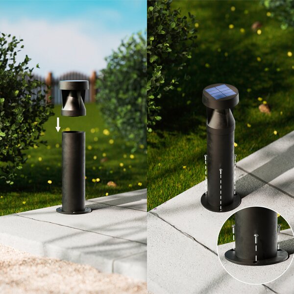 Philips LED-Solar-Sockelleuchte Avery, črna, IP44, Črna, Plastika