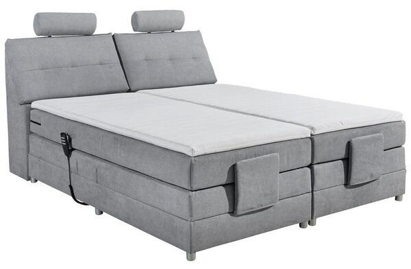 BOXSPRING POSTELJA 180 cm x 200 cm , tekstil, leseni material svetlo siva