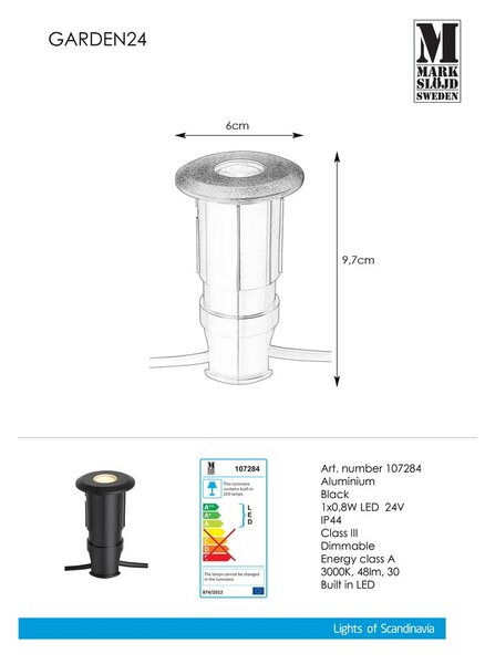 Črna vgradna svetilka Markslöjd Garden 24 Decklight, ø 60 mm